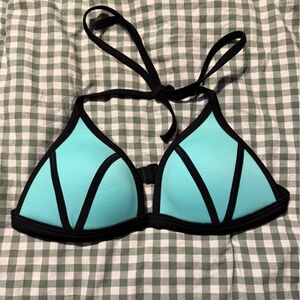 PINK Victoria's Secret Black and teal Bikini Top